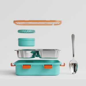 Lonchera Infantil con Tapa Hermética a Prueba de Fugas, Contenedor de Almuerzo de Plástico con 3 Compartimentos, Lonchera Escolar para Niños - Product Image 3