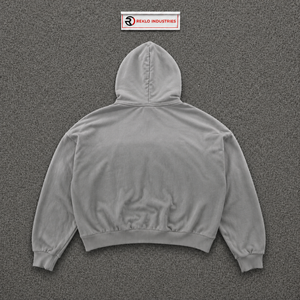เสื้อฮู้ดซิปสีเทาพิมพ์ลายหัวใจทรงโอเวอร์ไซส์สไตล์ลำลองผ้าฝ้ายเฟรนช์เทอร์รี่พร้อมโลโก้ด้านหน้าสำหรับใส่ในฤดูใบไม้ร่วง ขายส่ง - Product Image 6
