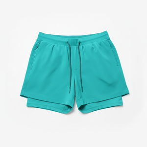 Men Polyester Spandex Double <b>Layer</b> Gym Shorts Silicone Printing Comfort Elastic Waistband Casual Quick Dry Breathable Street - Product Image 5