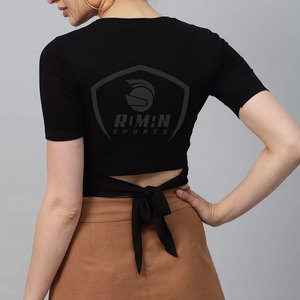 New Arrival <b>Low</b> Price Women's Crop <b>Top</b> New Design Solid Color Summer Wear <b>High</b> Quality Short Sleeve Women Crop <b>Top</b> Shirts - Product Image 2