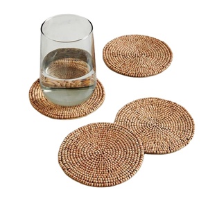 Elegant premium classic hand made eco-friendly Golden <b>beaded</b> <b>coaster</b> home decorative festival party tea table mats <b>coaster</b> - Product Image 1