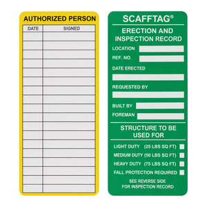 Inserts flexibles Brady SCAFFTAG pour les enregistrements d'érection et d'inspection d'échafaudages - Product Image 2