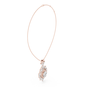 Collier pendentif ovale en or rose 14 carats avec halo de diamants, chaîne à maillons, bijoux de luxe pour mariage, fiançailles, fête - Product Image 4
