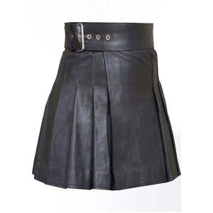 Kilt de cuero de alta calidad Scottish Highland Formal Wear Mini Longitud Fetish And Club Wear Kilts de cuero negro Vendedores - Product Image 1