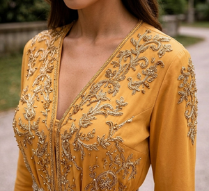 Elegante Caftán Marroquí de Georgette para Mujer, Talla Grande, Ropa Étnica Formal para Fiesta, Vestido Largo Tradicional con Cintura Natural - Product Image 4