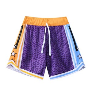 Wholesale Mens Black Flame Print Mesh Basketball Shorts Custom Sublimation Vintage <b>Athletic</b> Streetwear Quick Dry Shorts - Product Image 5