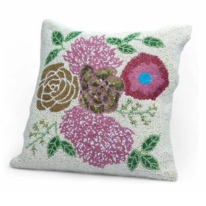 Housse de coussin décorative en perles de verre à motifs floraux, faite à la main, en gros, offre spéciale - Product Image 3