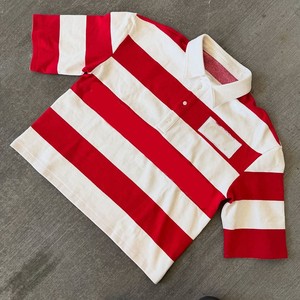 Polo à manches courtes rayé rouge et blanc pour homme, coupe classique, vêtement décontracté, tissu tissé - Product Image 3