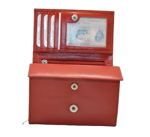 Red Leather Zipper Wallet Minimalist Design Durable Unisex <b>Coin</b> <b>Purse</b> for Daily Use - Product Image 4