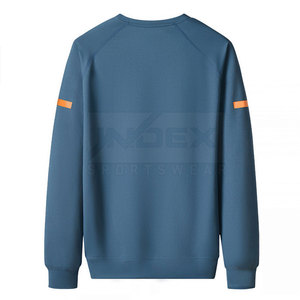 INDEX <b>Men's</b> Crew Neck Pullover <b>Sweatshirt</b> Regular Fit Knitted Breathable Autumn Casual Wear Solid Color <b>Orange</b> Stripe Design - Product Image 2