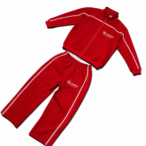 Ensemble de survêtement rouge SINEWY SPORTS, sweat-shirt à col montant entièrement zippé et pantalon, polyester respirant, style sportif d'automne pour adultes - Product Image 1