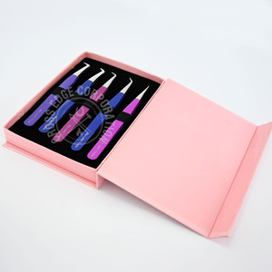 Pink & Purple Fan Isolation Eyelashes Tweezers <b>Premade</b> Fans <b>Lash</b> Extensions Tweezer Mega Volume 90 Degree Tweezer - Product Image 6