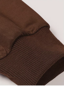 Survêtement marron pour homme, coupe droite, couleur unie, col montant, fermeture éclair, décontracté, automne, polyester, poches latérales - Product Image 3