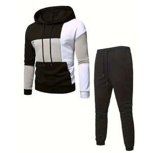Ensemble de survêtement unisexe en coton pour l'entraînement, nouvelle collection hiver, pantalon de jogging à capuche et fermeture éclair, style décontracté, en promotion - Product Image 2