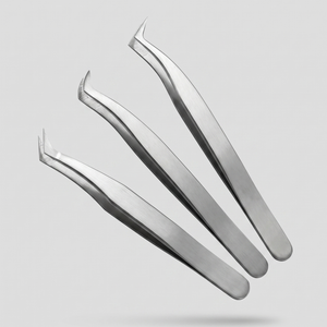 Wholesale Precision Stainless Steel Eyelash Tweezers Set <b>Smooth</b> Tip For Lash Extension <b>Tools</b> Custom Logo - Product Image 2