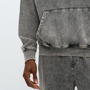 Manufacturer's Heavyweight 100% Cotton Solid <b>Material</b> Men's Oversized <b>Denim</b> Pullover Hoodie For Sale - Product Image 4