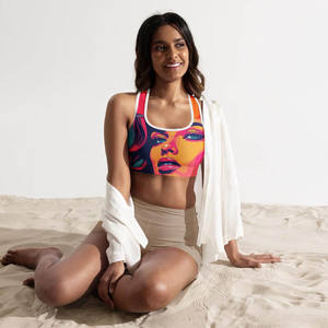 Sujetador deportivo cómodo para mujer con espalda cruzada y estampado por sublimación, sujetador deportivo sexy de alto soporte con diseño en U - Product Image 2