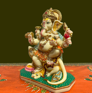 Nirmala Handicrafts - Estatua de Ganesha de Resina Hecha a Mano - Ídolo del Señor Ganesh Sentado con Intrincado Elefante Prabhavali - Ideal para Inauguración de Casa - Product Image 5