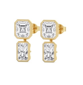 Boucles d'oreilles pendantes en or rose 9 carats de qualité supérieure avec diamants de laboratoire taille Asscher et taille Radiant, 9,52 CTW - Product Image 6