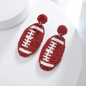 Pendientes de béisbol con cuentas únicos, pendientes deportivos de cristal de varias capas para mujer, joyería llamativa para fiestas - Product Image 2