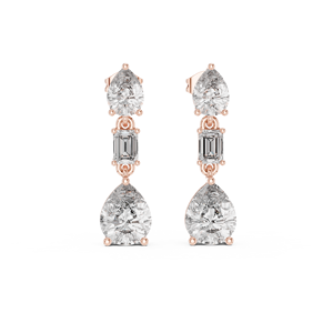 Magnifiques boucles d'oreilles pendantes en diamants de laboratoire de coupes variées, serties en or blanc 18 carats, pour fêtes, mariages, fiançailles, usage quotidien, cadeaux de luxe. - Product Image 6