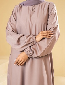Ensemble Abaya Rosset Serenity pour femmes musulmanes, style saoudien, uni, manches longues élastiques, longueur au sol, coupe droite, couvrant entièrement, pour le quotidien - Product Image 5