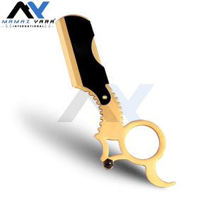 Rasoir droit professionnel plaqué or pour barbier, rasoir droit à anneau unique pour hommes, rasoirs de haute qualité avec logo personnalisé gravé - Product Image 2