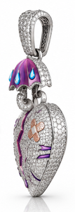 Pendentif Cœur Brisé Personnalisé en Argent Sterling S925 avec Moissanite Sertie, Breloque Parapluie Violet, Cadeau Bijou - Product Image 5
