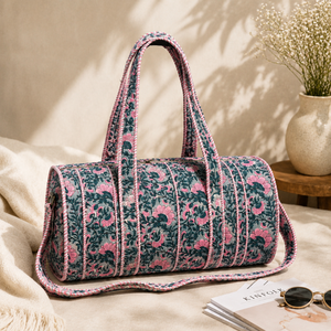 Bolsa de Lona a Rayas con Forma de Barril, Correa Cruzada, Cierre de Cremallera, Gran Capacidad, 18x10 Pulgadas, Unisex, Estilo Casual para Viaje - Product Image 2