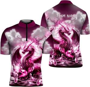 Manufacturer Sublimation Casual T Shirt Tshirts Sport Men Polo T-Shirt Retro <b>Bowling</b> Shirts - Product Image 3
