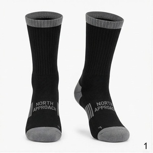 North Approach Crew <b>Socks</b> <b>Black</b> Gray Breathable Hiking <b>Socks</b> for Adults Spring Season - Product Image 1