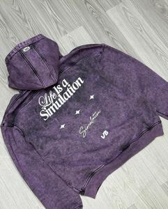 Men's Vintage Acid <b>Wash</b> 100% Cotton French Terry Pullover Hoodie Regular Fit Streetwear Winter 370grams - Product Image 4