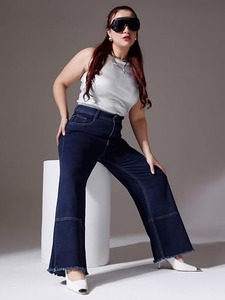 Abdul Royal World Export Women's <b>Boot</b> Cut Cotton Denim Jeans-Eco-Friendly Mid Waist Regular Fit Ripped Vintage Design Multi-Wash - Product Image 5