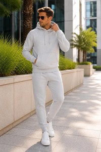 Conjunto Deportivo Cómodo de Felpa para Hombre, Sudadera con Capucha y Pantalones Deportivos con Cintura Elástica para Deportes y Ocio Diarios - Product Image 5