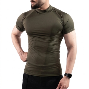 OEM ODM <b>Men's</b> Mock Neck Sports <b>Compression</b> Tee Quick Dry Fitness Training Activewear T <b>Shirt</b> - Product Image 1