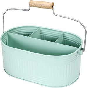 Organizador de utensilios de metal de 3 compartimentos con asa, galvanizado, para cubiertos, para encimeras de cocina - Product Image 6