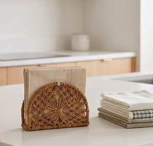 Porte-serviettes en rotin vintage artisanal pour la maison, la salle à manger, la décoration de table et divers usages décoratifs - Product Image 5
