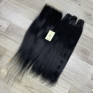 Extensiones de Cabello Natural Liso de Alta Calidad con Mechones de Cabello Negro Azabache, Cabello Virgen, Cierre de Encaje Suizo 5x5 HD - Product Image 3