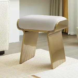 Modern Metal Accent <b>Stool</b> PU Leather Seat Entry Apartment <b>Bedroom</b> Living Room Furniture OEM Custom Design Premium Trade - Product Image 1