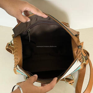 Premium Quality Western Cowhide <b>Medium</b> Speedy Duffle Bag Hand Painted Desert Cactus Leather Duffle <b>Purse</b> Travel Tote for Women's - Product Image 6