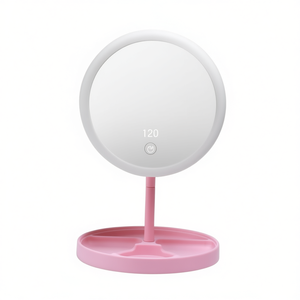 <b>Led</b> <b>Makeup</b> <b>Mirror</b> With Light Adjustable Brightness Memory Function Pink Base - Product Image 2