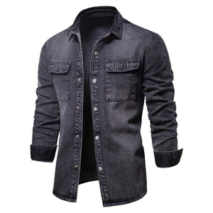 OEM Fashion Denim <b>Jacket</b> High Quality <b>Long</b> Sleeves Jeans <b>Jacket</b> <b>Men's</b> Denim Jeans Shirt for Unisex Best Premium <b>Jacket</b> for <b>man</b> - Product Image 2