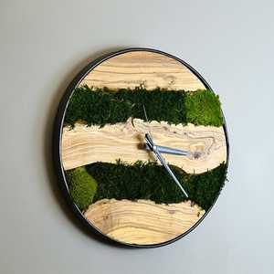 Forest Vein Timepiece River grain Moss <b>Clock</b> Emerald Drift Moss wood <b>Clock</b> Woodland Whisper Timepiece Nature's Passage - Product Image 2