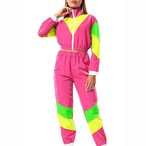Chaqueta Deportiva Cortavientos de Alta Calidad para Mujer, Estampado Personalizado, Estilo Deportivo Informal, Cuello Alto, Conjunto de 2 Piezas de Nailon y Algodón - Product Image 1