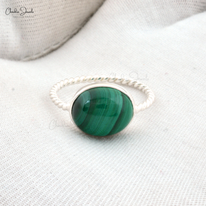 Top Quality Natural 5.63 Cts Wire <b>Set</b> Malachite Solitaire Stone <b>Ring</b> 925 <b>Sterling</b> <b>Silver</b> High Polish Plating Jewelry from India - Product Image 1