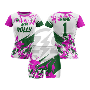 Conjunto de Uniforme de Voleibol para Mujer, Sublimado, Rojo, Verde y Blanco, Transpirable, de Poliéster - Product Image 6