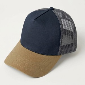 Unisex <b>Navy</b> and Khaki Trucker Cap Breathable Mesh Snapback <b>Hat</b> Casual Outdoor Baseball Cap Adjustable Streetwear Fashion - Product Image 1