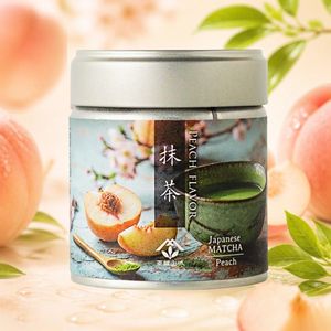 New Fresh Fruity Aroma Premium Japanese Matcha Powder Unsweetened Peach Flavored | No Sugar Added | 12 Months Shelf Life | - Product Image 1