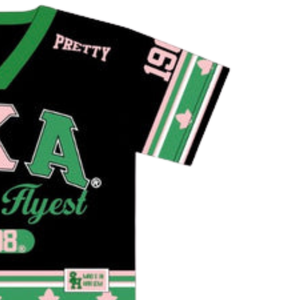   Camiseta Deportiva para Mujer, Color Negro, Verde y Rosa, Modelo 1908, Manga Corta, Cuello Redondo, Estilo Universitario, Informal, Inspirada en la Hermandad - Product Image 4