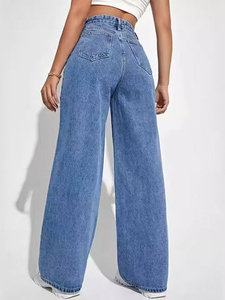 ROCKRUSH Hot Selling High Quality Eco-Friendly Breathable Loose Denim Casual Classic <b>Flared</b> <b>Jeans</b> Washed Straight Mid Rise Waist - Product Image 6